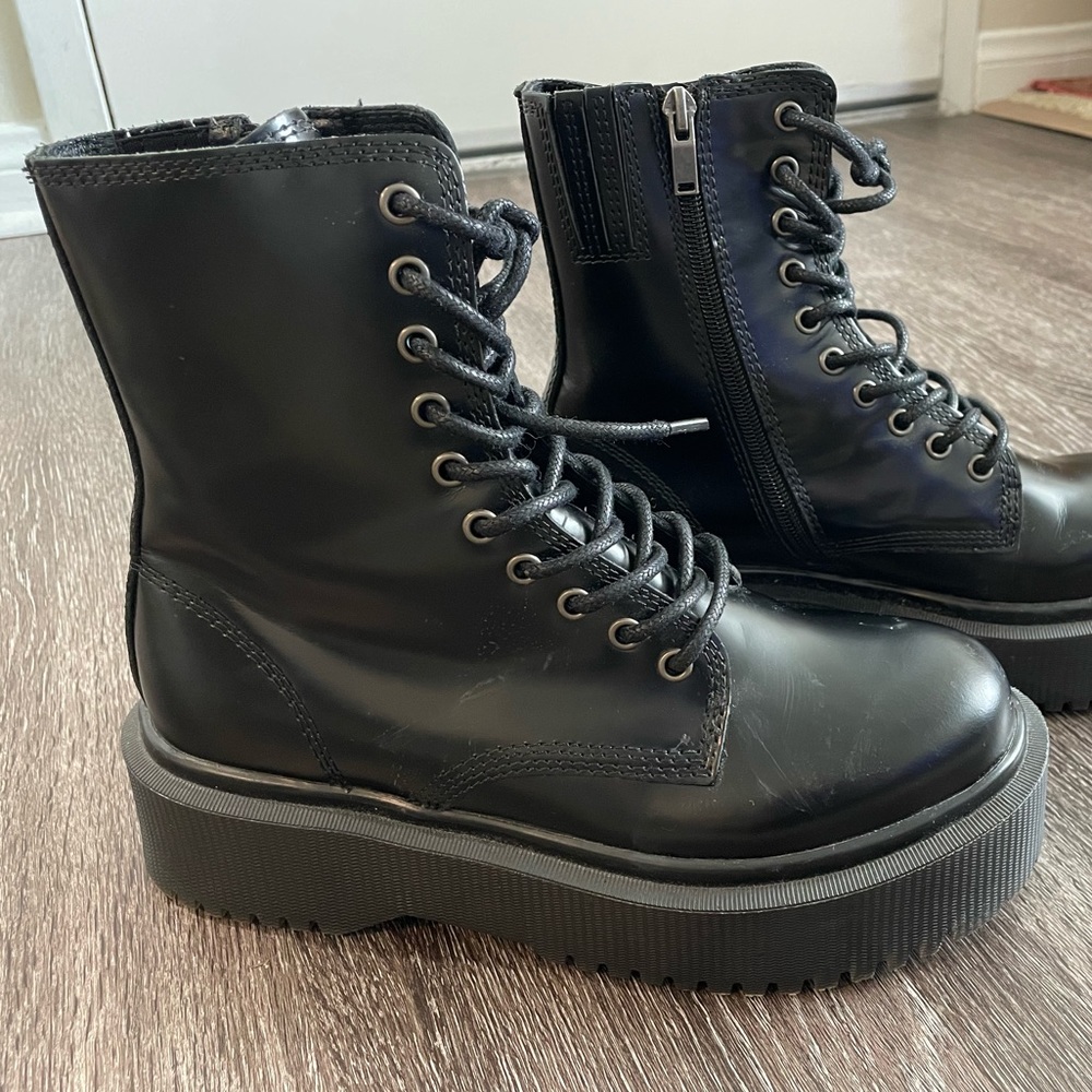 Jeffery Campbell Platform Combat Booties, Black, Size 8